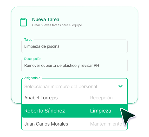 Interfície del producte: formulari de nova tasca per a l'equip amb assignació per rol